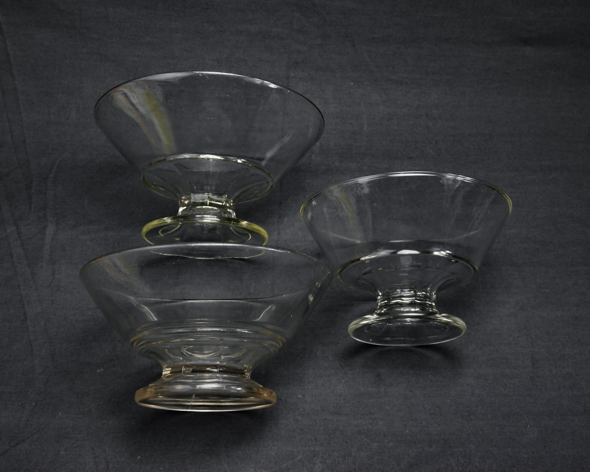 Vintage Glass Compotes (3), EAPG McKee Empire, Clear Bowls, Footed Base