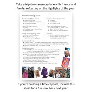 New Year's Eve Printable Time Capsule 2023 Year in Review 2024 ...