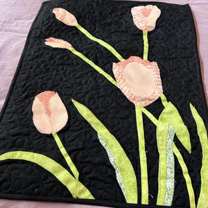 Tulips Wall Hanging -  15 x 20” Applique Quilt