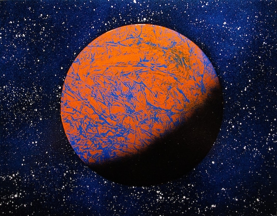 Orange and Blue Planet - Etsy