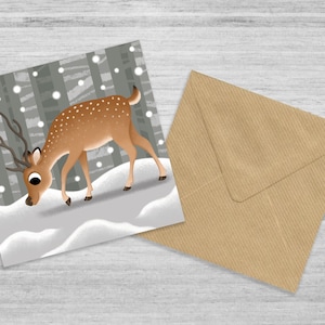 Ciervo de invierno (Tarjeta de felicitación)