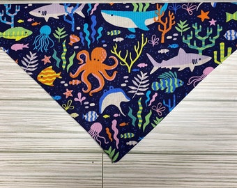 CUSTOM Under the Sea Ocean Animal Summer (Over the Collar) Dog/Cat Bandana