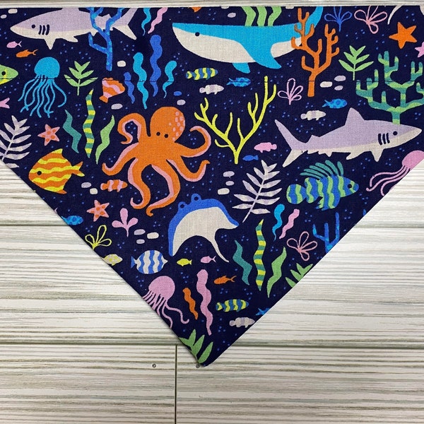 CUSTOM Under the Sea Ocean Animal Summer (Over the Collar) Dog/Cat Bandana