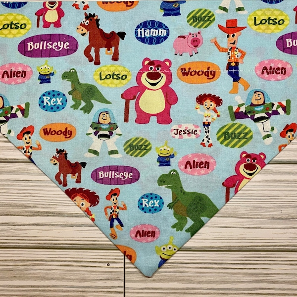 CUSTOM Disney Inspired Pixar Toy Story, Woody, Buzz Lightyear, Jessie, Bullseye, Rex (Over the Collar) Dog/Cat Bandana