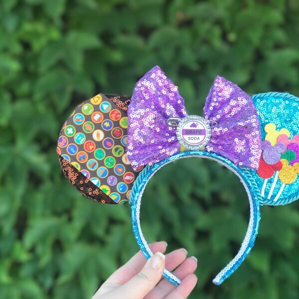 Up Inspired Mouse Ears: Russell Outfit & Grape Soda Bow