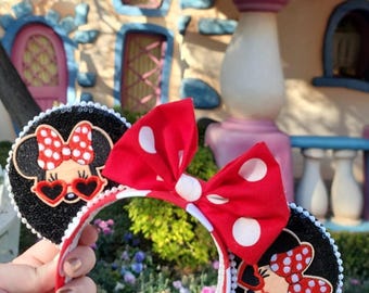Blue Polka Dot Sequin Minnie Mouse Ears, Disney Headband - Etsy display picture 2