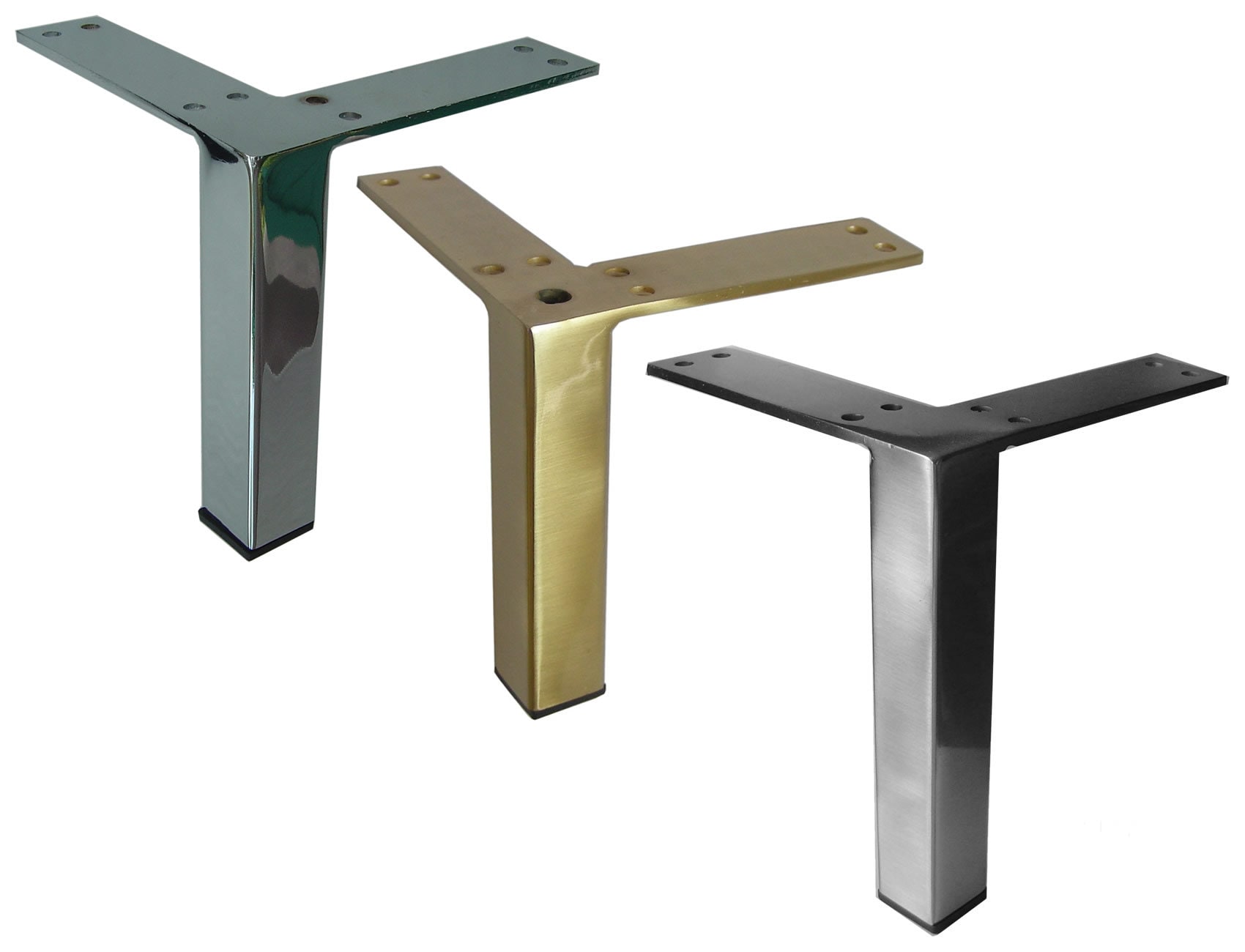 5" Brushed Brass Finish Straight Metal Furniture Legs Set of 4 