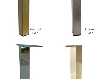 7"H Square Metal Furniture Legs Gold Chrome Satin Brushed Gold Bookshelf, Cabinet, Couch, Sofa Feet DIY Project Table Legs, 4 pcs Set