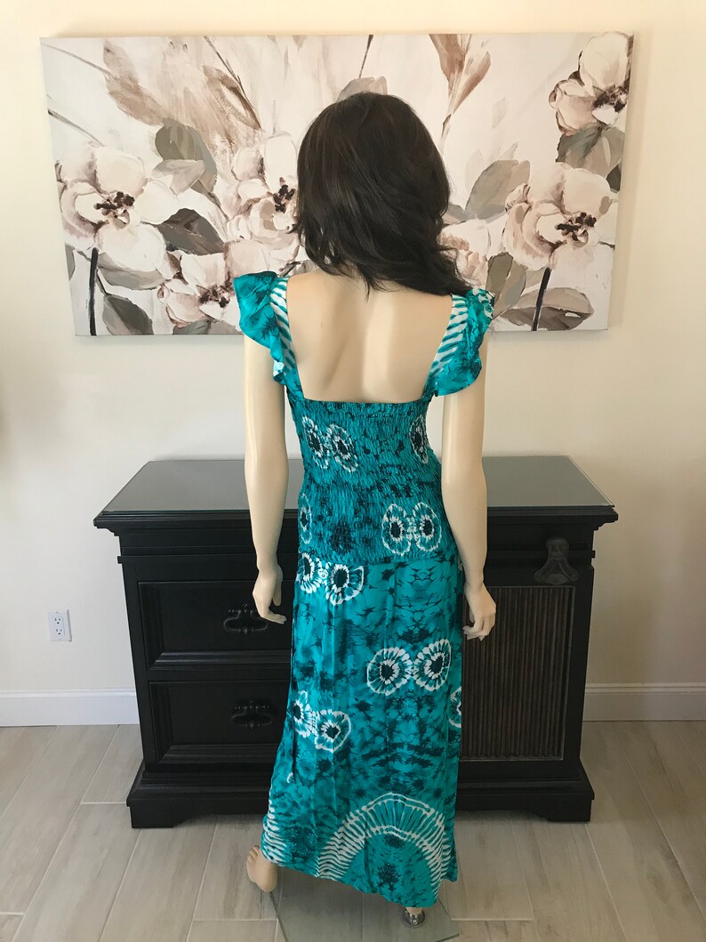 1980s Tie Dyed Batik Skirt /& Top by Shore Line~Ethnic Thailand~Wrap-a-Round~Shirred Tunic~Beach Wear Clothing~Bohemian Outfit~Sundress~