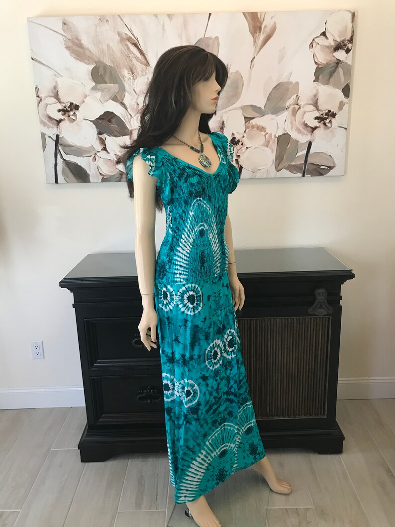 1980s Tie Dyed Batik Skirt /& Top by Shore Line~Ethnic Thailand~Wrap-a-Round~Shirred Tunic~Beach Wear Clothing~Bohemian Outfit~Sundress~