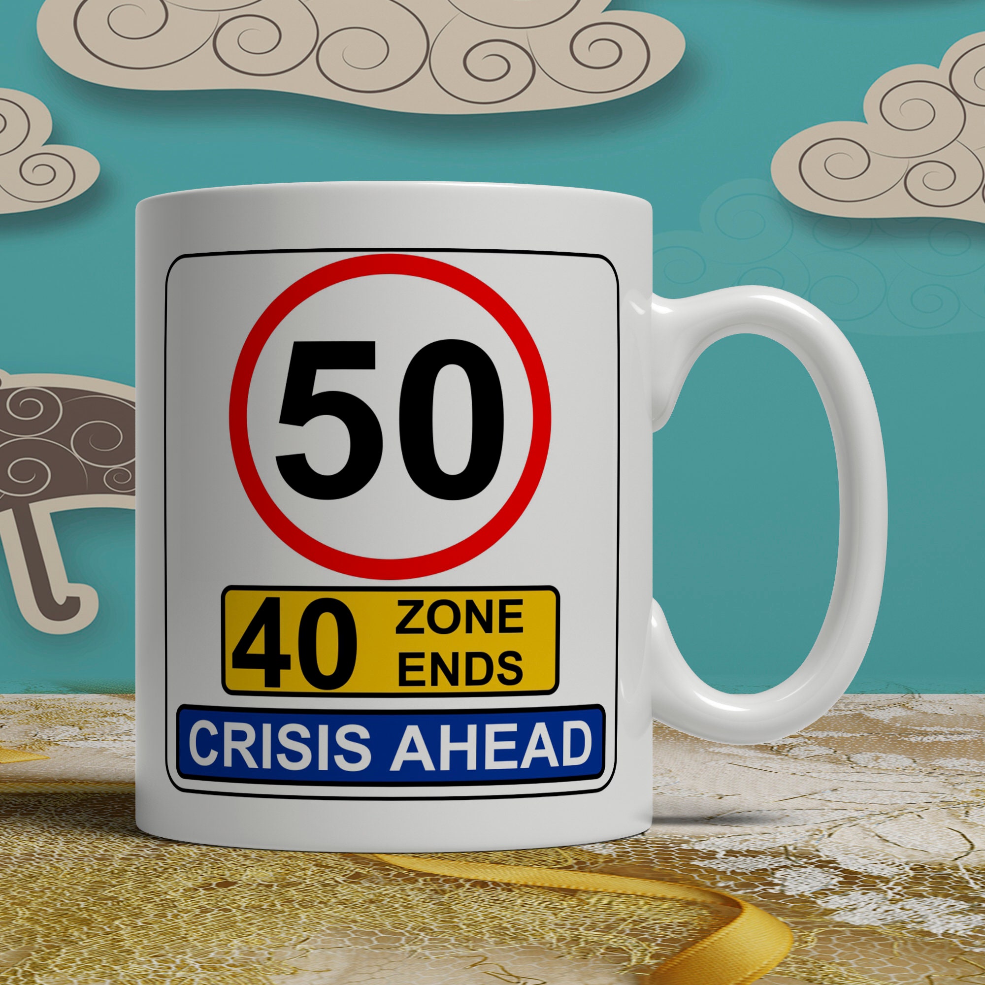 50th Birthday Fun Novelty ROAD SIGN Personalised 10oz Ceramic Mug 50th GIFT 50th Birthday Fun Novelty ROAD SIGN Personalised 10oz Ceramic Mug 50th GIFT