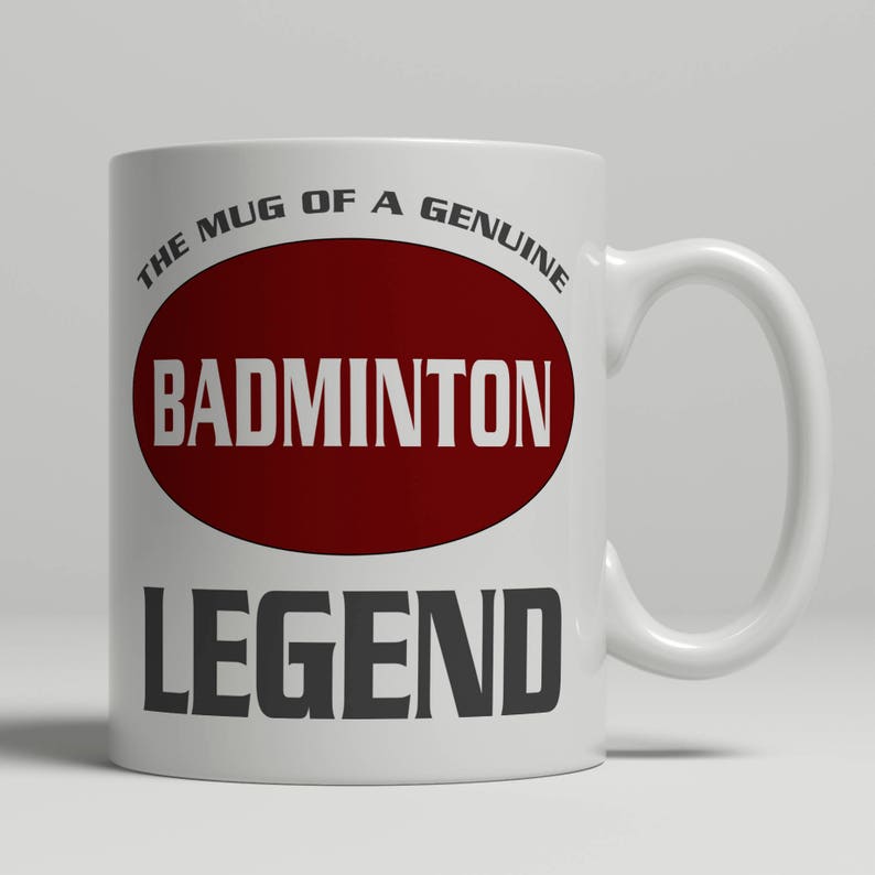 Badminton mug, badminton gift, badminton gift mug, badminton coffee mug, badminton gift idea, badminton legend mug, EB badminton legend image 1