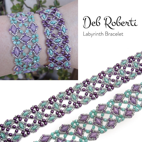 Labyrinth Bracelet beaded pattern tutorial by Deb Roberti (digital download PDF pattern in English only)