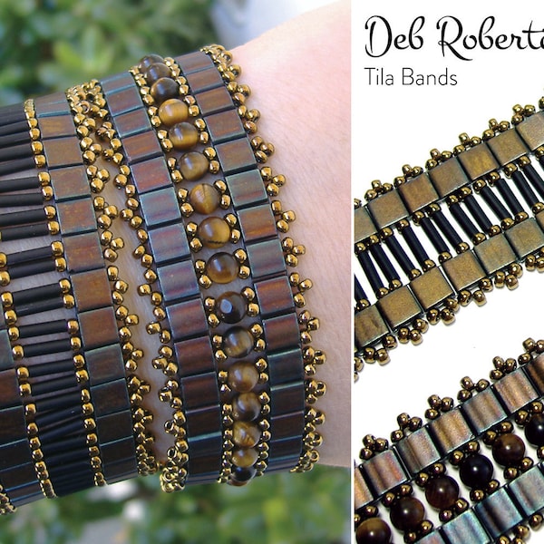 Tila Bands beaded pattern tutorial by Deb Roberti (digital download PDF pattern in English only)