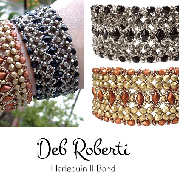 Harlequin II Band beaded pattern tutorial by Deb Roberti (digital download PDF pattern in English only)