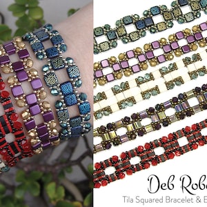 Tila Squared Bracelet & Earrings beaded pattern tutorial by Deb Roberti (digital download PDF pattern in English only)