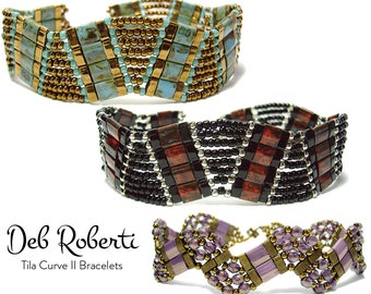 Tila Curve Bracelets II beaded pattern tutorial by Deb Roberti (digital download PDF pattern in English only)
