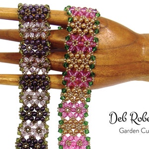 Garden Cuff beaded pattern tutorial by Deb Roberti (digital download PDF pattern in English only)