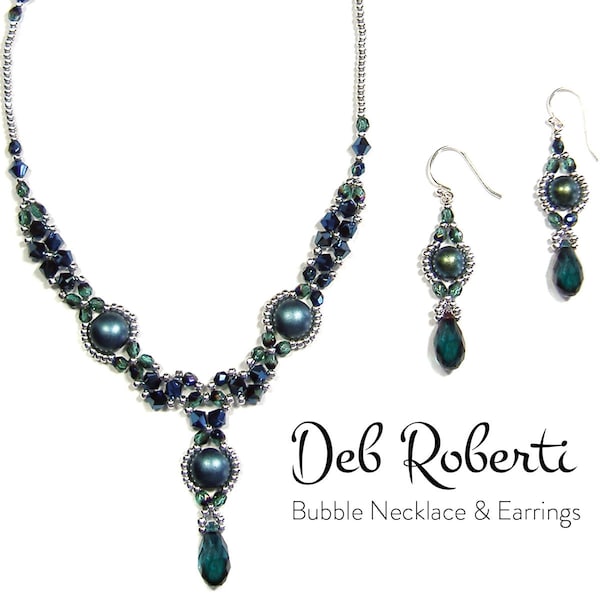 Bubble Necklace and Earrings beaded pattern tutorial by Deb Roberti (digital download PDF pattern in English only)