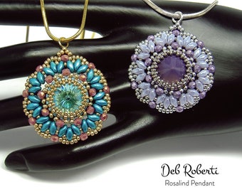 Rosalind Pendant beaded pattern tutorial by Deb Roberti (digital download PDF pattern in English only)