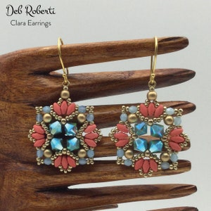 Clara Earrings & Necklace beaded pattern tutorial by Deb Roberti (digital download PDF pattern in English only)