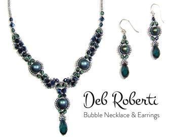 Bubble Necklace and Earrings beaded pattern tutorial by Deb Roberti (digital download PDF pattern in English only)