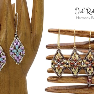 Harmony Earrings beaded pattern tutorial by Deb Roberti (digital download PDF pattern in English only)