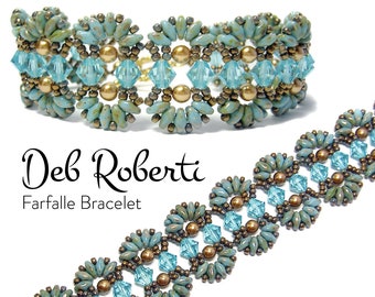 Farfalle Bracelet beaded pattern tutorial by Deb Roberti (digital download PDF pattern in English only)