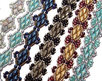 Solitaire Bracelets beaded pattern tutorial by Deb Roberti (digital download PDF pattern in English only)