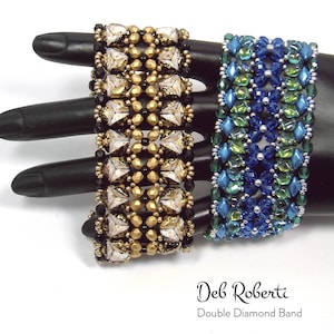 Double Diamond Band beaded pattern tutorial by Deb Roberti (digital download PDF pattern in English only)