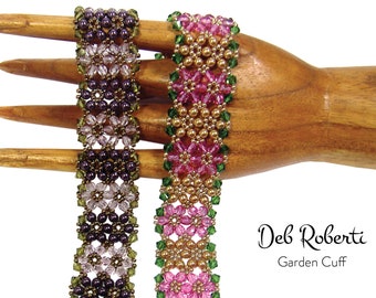 Garden Cuff beaded pattern tutorial by Deb Roberti (digital download PDF pattern in English only)