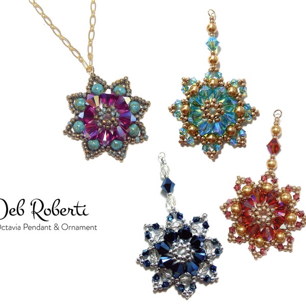 Octavia Pendant and Ornament beaded pattern tutorial by Deb Roberti (digital download PDF pattern in English only)