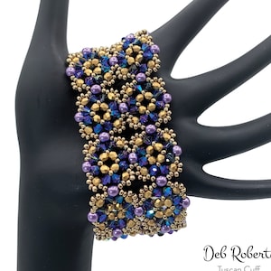 Tuscan Cuff beaded pattern tutorial by Deb Roberti (digital download PDF pattern in English only)