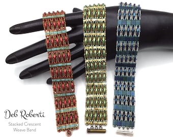 Tutoriel de motif perlé Stacked Crescent Weave Band par Deb Roberti (téléchargement numérique du motif PDF en anglais uniquement)
