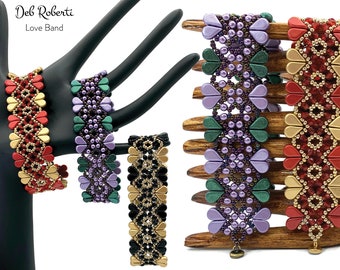Love Band beaded pattern tutorial by Deb Roberti (digital download PDF pattern in English only)
