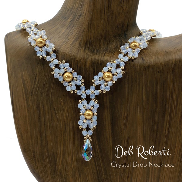 Crystal Drop Necklace beaded pattern tutorial by Deb Roberti (digital download PDF pattern in English only)