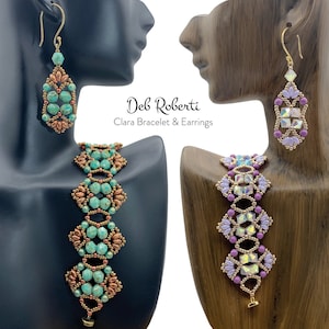 Clara Bracelet & Earrings beaded pattern tutorial by Deb Roberti digital download PDF pattern in English only image 1