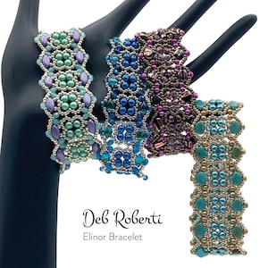 Elinor Bracelet beaded pattern tutorial by Deb Roberti (digital download PDF pattern in English only)
