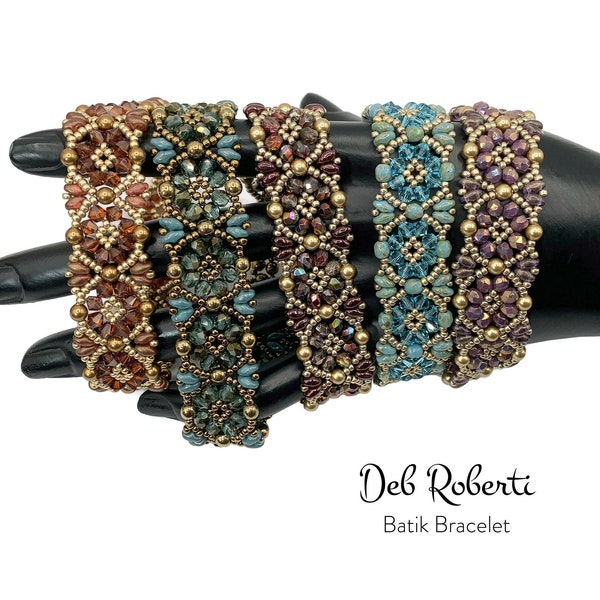 Batik Bracelet & Earrings beaded pattern tutorial by Deb Roberti (digital download PDF pattern in English only)