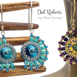 Può includere: Un paio di orecchini con perline con un design Lazy Moon. Un paio presenta perline turchesi e argentate, mentre l'altro paio presenta perline viola e dorate.