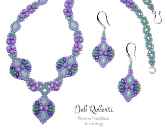 Reverie Halskette & Ohrringe Perlenmuster Anleitung von Deb Roberti (digitaler Download PDF Muster nur in Englisch)