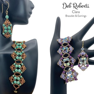 Clara Bracelet & Earrings beaded pattern tutorial by Deb Roberti digital download PDF pattern in English only image 9