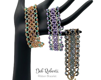 Ribbon Bracelet beaded pattern tutorial by Deb Roberti (digital download PDF pattern in English only)