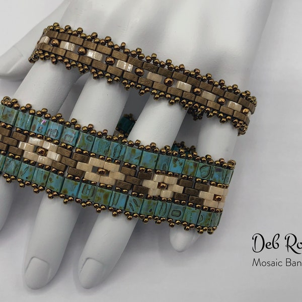 Mosaic Bands beaded pattern tutorial by Deb Roberti (digital download PDF pattern in English only)