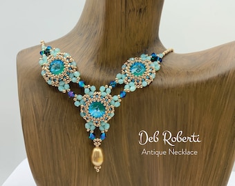 Antique Necklace beaded pattern tutorial by Deb Roberti (digital download PDF pattern in English only)