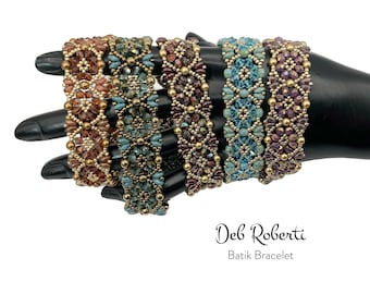 Batik Bracelet & Earrings beaded pattern tutorial by Deb Roberti (digital download PDF pattern in English only)