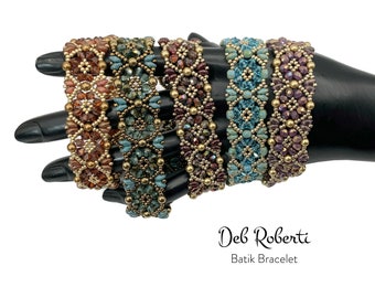 Batik Bracelet & Earrings beaded pattern tutorial by Deb Roberti (digital download PDF pattern in English only)