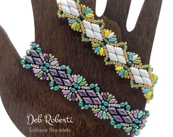 Solitaire Bracelets beaded pattern tutorial by Deb Roberti (digital download PDF pattern in English only)