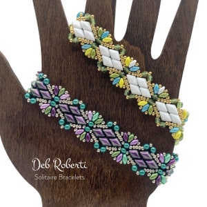 Solitaire Bracelets beaded pattern tutorial by Deb Roberti (digital download PDF pattern in English only)