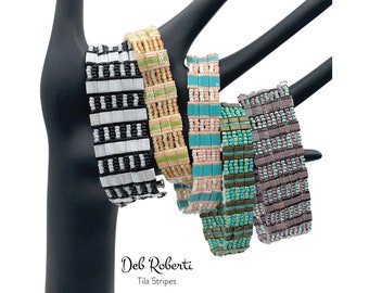 Tila Stripes beaded pattern tutorial by Deb Roberti (digital download PDF pattern in English only)